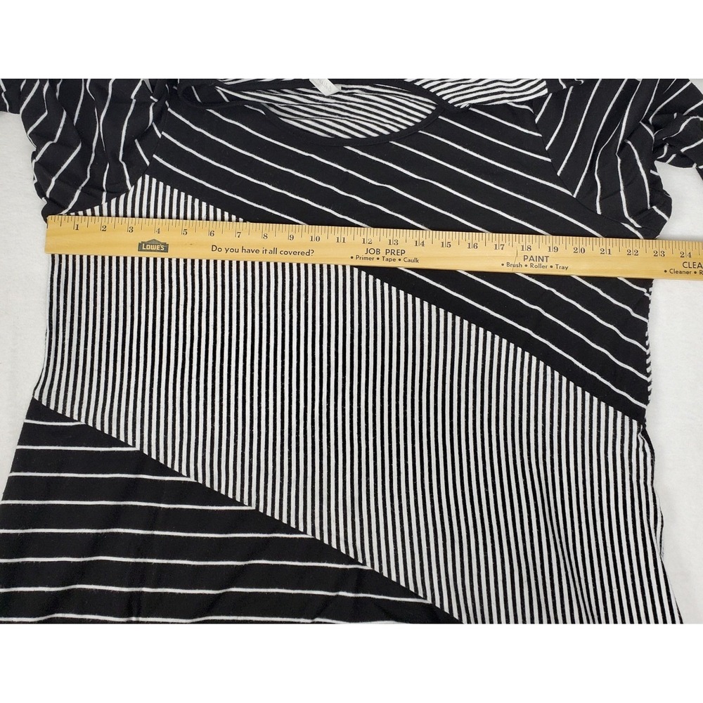 NY Collection Woman Black White Striped Asymmetric Tunic 3/4 Sleeve Top ZKPU0563 - Picture 7 of 8